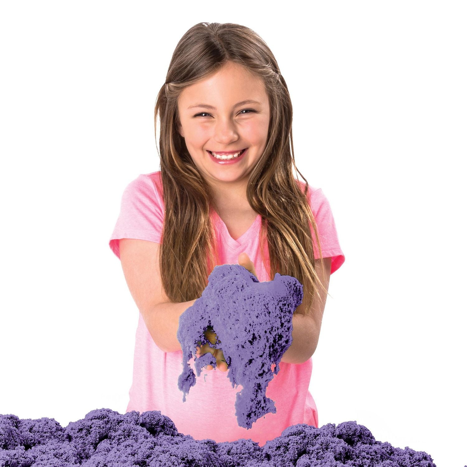 Kinetic Sand, Sandbox Set Kids Toy with 1lb All-Natural Purple Kinetic Sand and 3 Molds, Sensory Toys for Kids Ages 3 and up