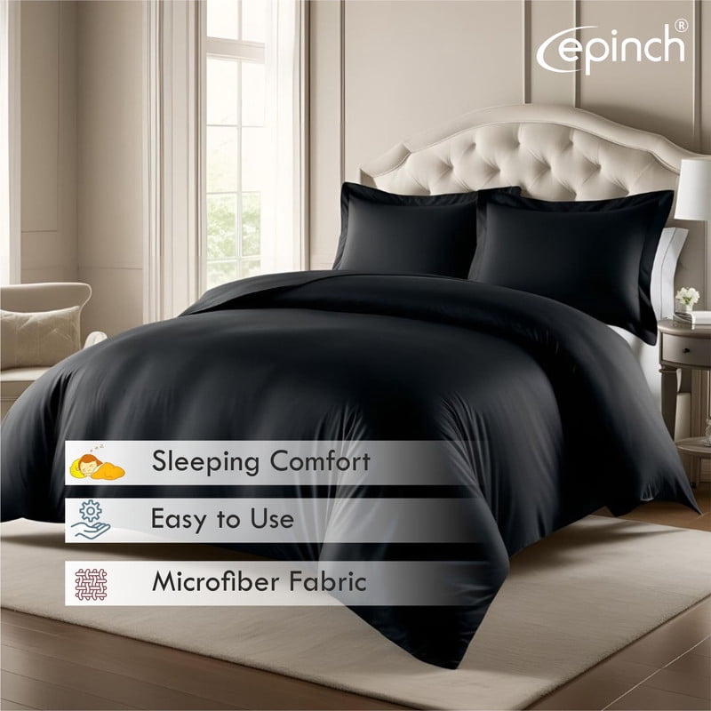 3 Sided Zipper Duvet Cover Set Easy to Use Home & Hotel Soft Microfiber 3 PCS 1-Duvet Cover & 2- Pillow Sham No Comfoter Taxas King 120 X 120 Inch
