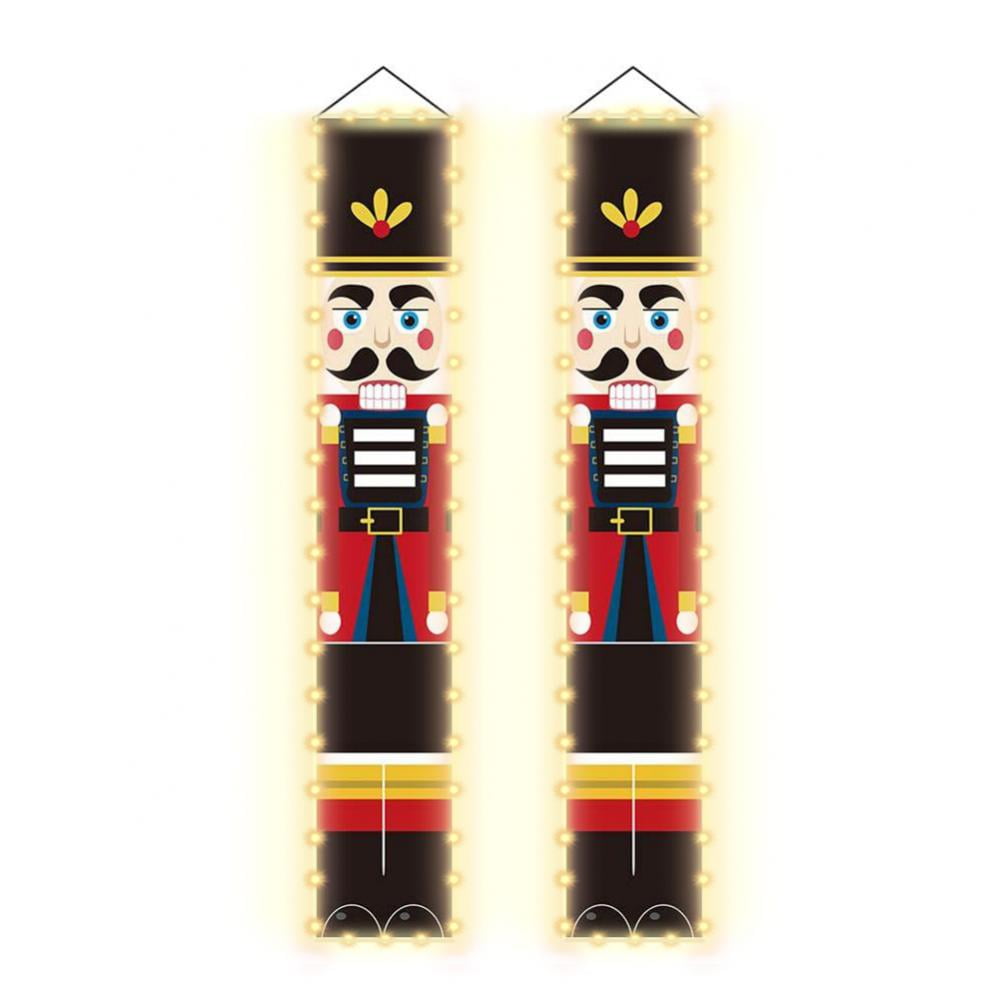 Nutcracker Christmas Banners With LED String Lights Nutcracker Soldier