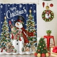 thumbnail image 5 of Navy Blue Merry Christmas Snowman Shower Curtains for Bathroom, Xmas Tree Winter Snowflake Deer Animal Waterproof Fabric Shower Curtain for Bathroom Bathtub Decoration, Machine Washable, 36"x72", 5 of 9