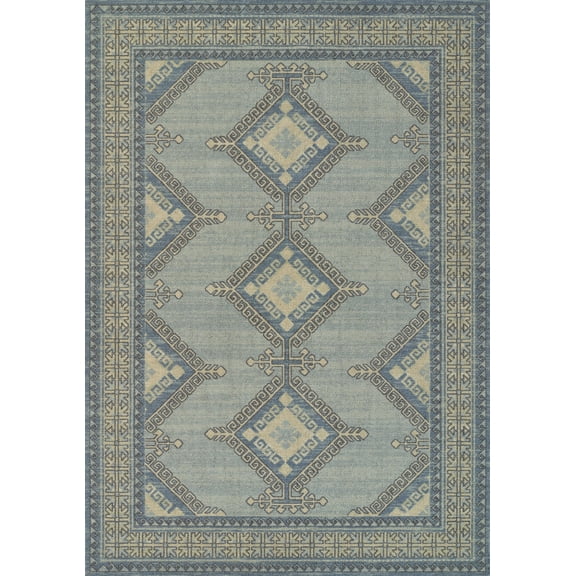 Momeni Anatolia Wool and Nylon Medallion Blue Area Rug 2' X 3'