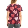 thumbnail image 5 of Valentine Day Scrubs for Women Love Heart Print Short Sleeve Medical Nursing Top V Neck Nursing Plus Size Nurse Uniform with Pockets Watermelon Red S, 5 of 5