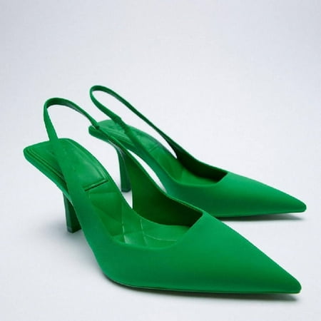 

(Red/Green/Black/Purple) Heel Shoes for Work and Party New Style Pointed Toe Kitten Heel Sandals Elegant Slingback Heeled Sandals For Women And Ladies