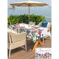 thumbnail image 4 of Outdoor Tablecloth with Umbrella Hole and Zipper, Independence Day Rectangle Table Cloth 60x84 Inch Waterproof Tablecloth, 4th of July Red Blue Stars Patriotic Picnic Table Cover for Patio Camping, 4 of 7
