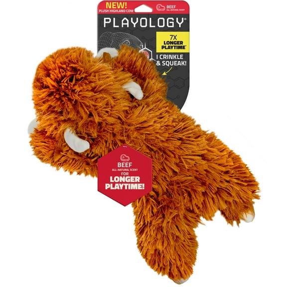 Playology Dog Toys | Interactive Stuffed Animal Cow, Beef Scented Toy, Jumbo