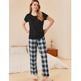 thumbnail image 2 of Ekouaer Pajama Sets for Women Round Neck Pjs Short Sleeve Sleepwear with Long Pants Loose Lounge Sets, 2 of 6