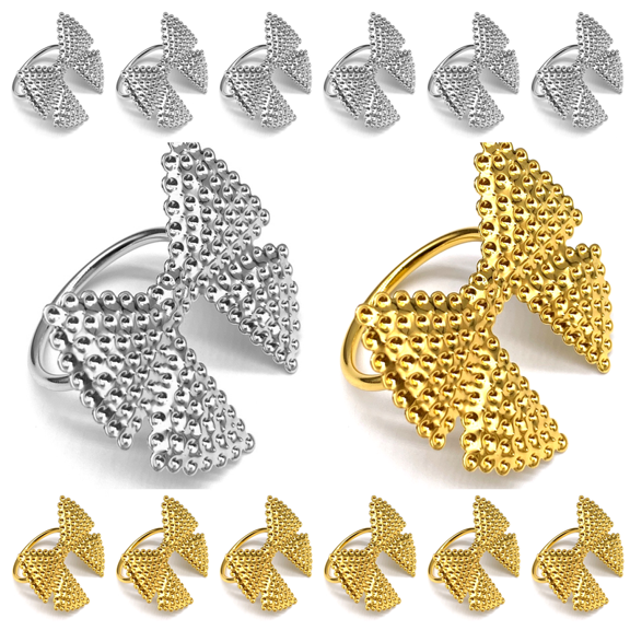 Bowknot Napkin Rings Set of 12, Alloy Napkin Holder Dinning Table Napkin Ring for Christmas Holiday Dinner Parties Wedding Banquet Table Setting Family Gatherings Table Decor