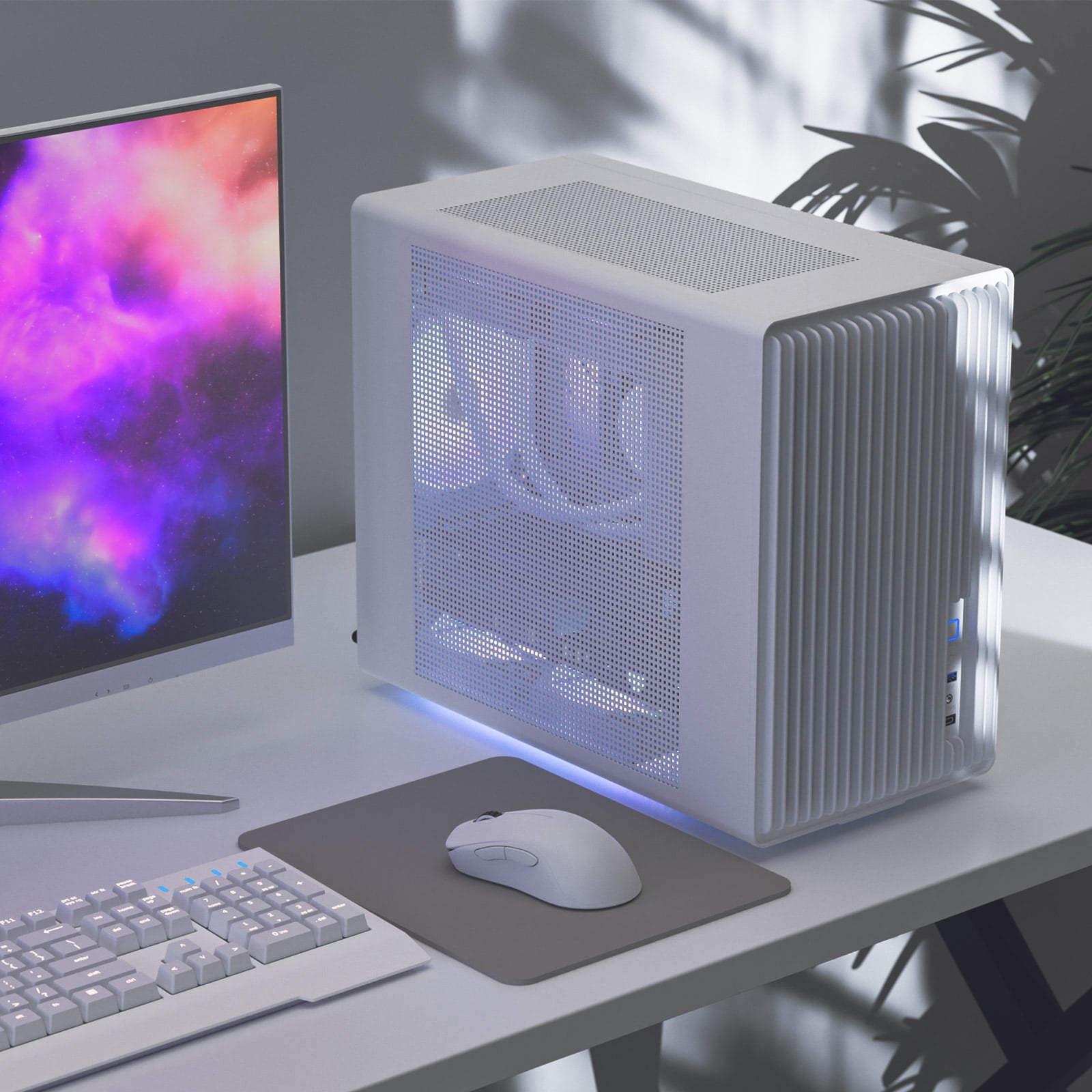 Vetroo M06 Micro-ATX/Mini-ITX Gaming PC Case, Compact High Airflow Mesh Mid Tower, Supports 5×120mm Fans & 240mm Liquid Cooling, GPU Up to 355mm, Adjustable PSU Mount, USB Type-C I/O - White