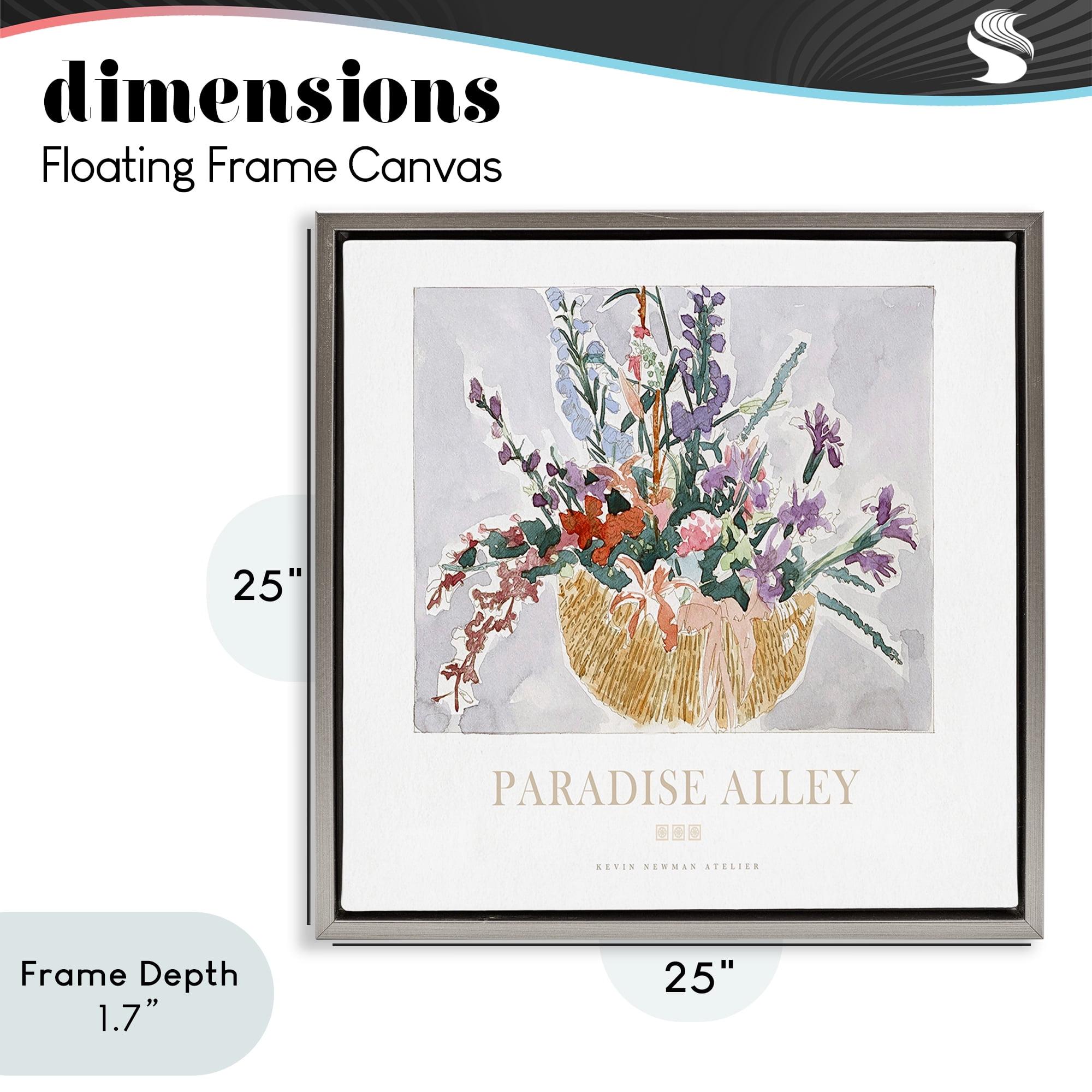 Stupell Industries Paradise Alley Basket of Flowers Gray Framed Floater Canvas Wall Art, design by Jadei Graphics