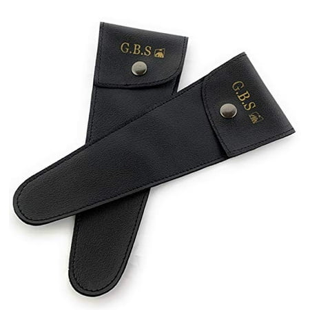 GBS Professional Hair Stylist/Barber Scissor Case. Luxury Leather Pouch Protects Trimming & Hair Cutting Shears, Beard & Mustache Scissors. Set of 2 Black. Perfect for Travel Carry Bag.