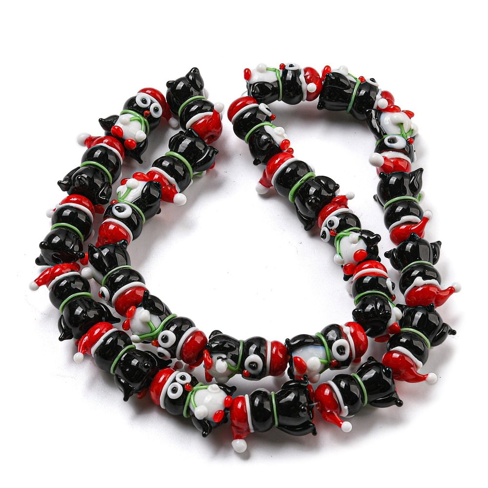 1Strand Handmade Lampwork Beads Strands Penguin 19~20x15.5~17x12~13mm Hole: 1.2~1.4mm 25pcs/strand 19.09 inch(48.5cm)