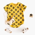 thumbnail image 2 of Baby Girls Clothes 12 to 18 Months Short Sleeve Baseball Football Basketball Prints Bodysuit Casual Crewneck Breathable Cotton Rompers Pullover Tops T11-Yellow 12-18 Months, 2 of 6