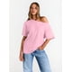 thumbnail image 5 of Tops de Mujer con Hombros Descubiertos, Camisetas Oversize de Corta, Ropa Informal de Moda de y Verano 2025. Rosa M, 5 of 8