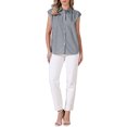 thumbnail image 2 of INSPIRE CHIC Gingham Top for Women's Work Cap Sleeve Vintage Plaid Button Down Shirts XL Black, 2 of 6