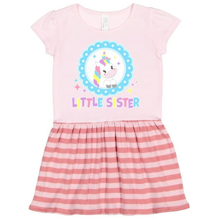 

Inktastic Little Sister cute unicorn Gift Toddler Girl Dress