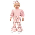 thumbnail image 3 of RTKFRFLM Valentine's Day Gift Baby Girl Clothes Set 3PC & Flora Romper with Ruffle Pants Soft Cotton 0-24 Months Outfit for Photo, 3 of 9