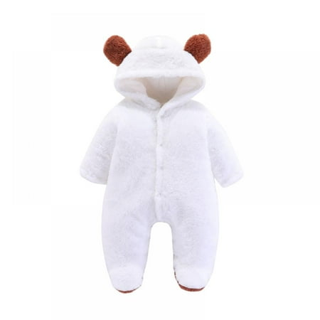 

Newborn Snow Suit Fleece Lined Onesie Warm Hooded Baby Jumpsuit
