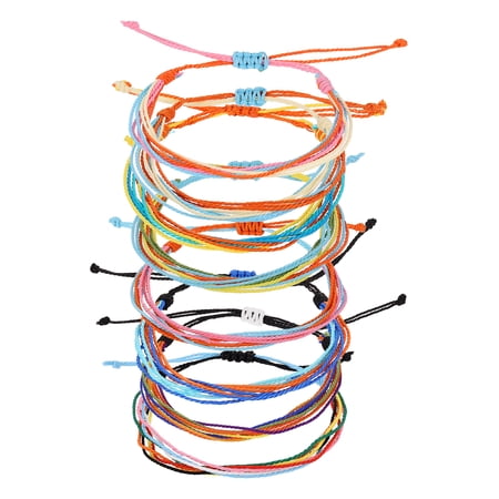 Uxcell 8 Pcs Braided Rope Bracelet Adjustable Woven String Bracelets Boho Waterproof Wax Rope Anklets Stylish Accessory for Women Men Birthday Friendship Orange/Colorful Series