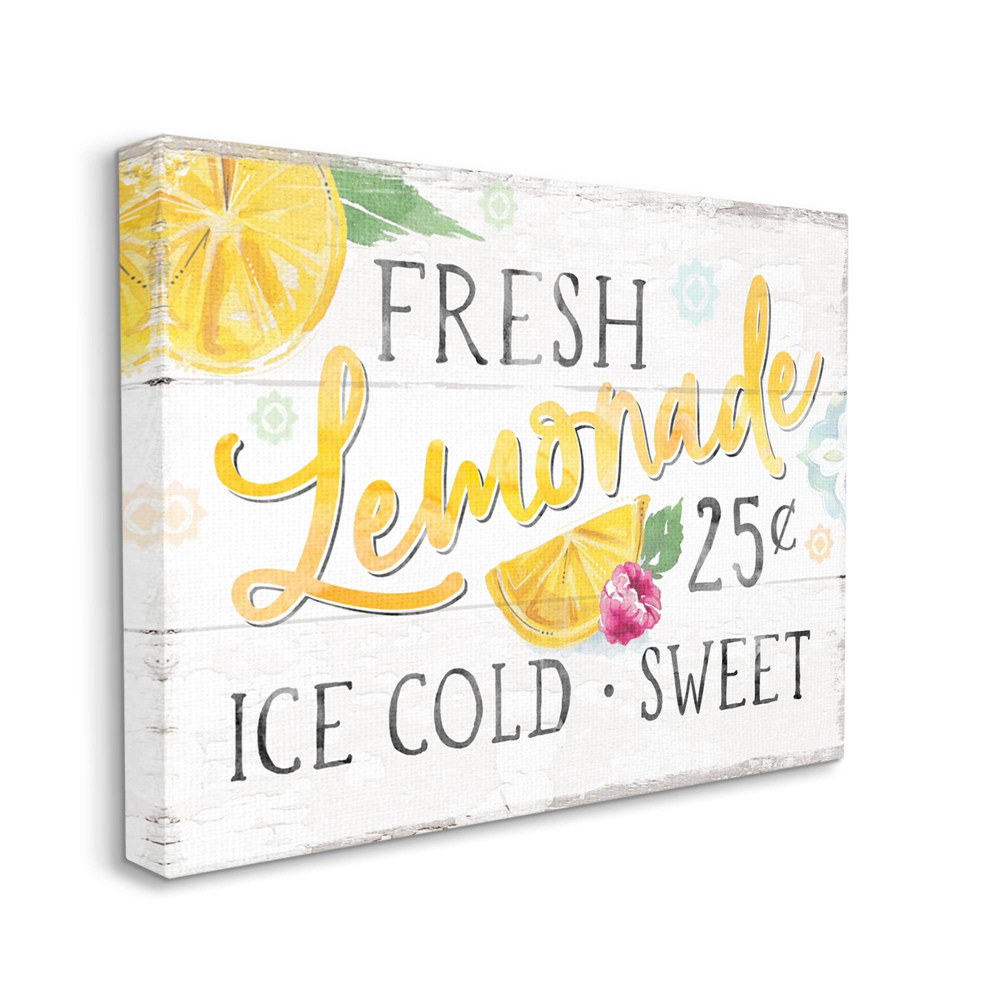 Stupell Industries Fresh Lemonade Rustic Country Citrus Fruit Sign Canvas Wall Art, 48 x 36, Design by Courtney Morgenstern
