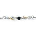 thumbnail image 2 of 925 Sterling Silver and 10k Yellow Gold Black Onyx White Moissanite and White Lab Grown Diamond Tennis Bracelet for Women (0.30 Cttw, Gemstone December Birthstone, Fully Adjustable up to 9 inch), 2 of 3