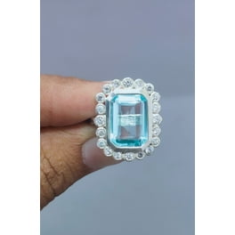 GORGEOUS Emerald Cut Aquamarine ring Aquamarine solitaire ring natural aquamarine ring engagement Ring vintage style Ring Walmart