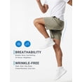 thumbnail image 3 of HISDERN Mens Athletic Shorts 7.8" Inseam 4-Way Stretch Drawstring Waist Shorts Khaki Nylon Spandex Gym Shorts, 3 of 8