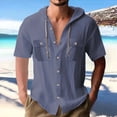 thumbnail image 3 of 2025 Cardigan à Capuche Décontracté en Lin pour Hommes - Manches Courtes, Coupe Ample, 3 of 4