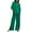 Green, variant on Yourumao Pants Suit for Women 2 Pieces Summer 2023 Plus Size Cotton Linen Suits Short Sleeve Round Neck Tops High Waisted Wide Leg Drawstring Long Pants Sets with Pockets