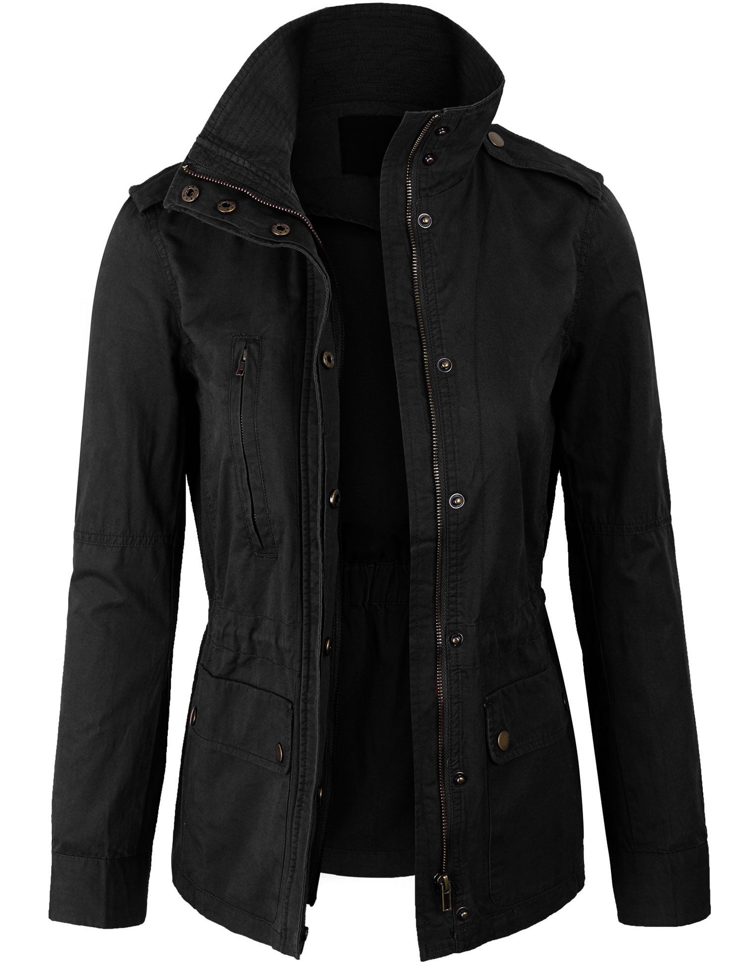 Womens Zip Up Military Anorak Safari 