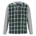 thumbnail image 4 of GA WEIHUA Men's Flannel Shirt Jacket Plaid Hoodies Sweatshirt Long Sleeve Casual Regular Fit Button Down Shirts Fall Lightweight Drawstring Hooded Clothes(Green,XXXL), 4 of 5