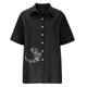 thumbnail image 3 of Gibobby Camiseta de manga corta para mujer Algodón Casual Suelto Personalidad Impreso Solapa Botón Manga Corta(Negro,M), 3 of 4