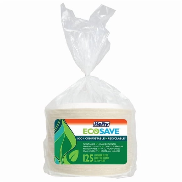 Hefty EcoSave® Luncheon Paper Plates Compostable Disposable Plates, 125 Plates