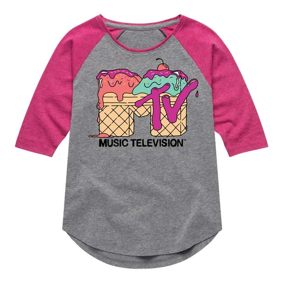 MTV Logo - Ice Cream - Toddler And Youth Girls Raglan Graphic T-Shirt