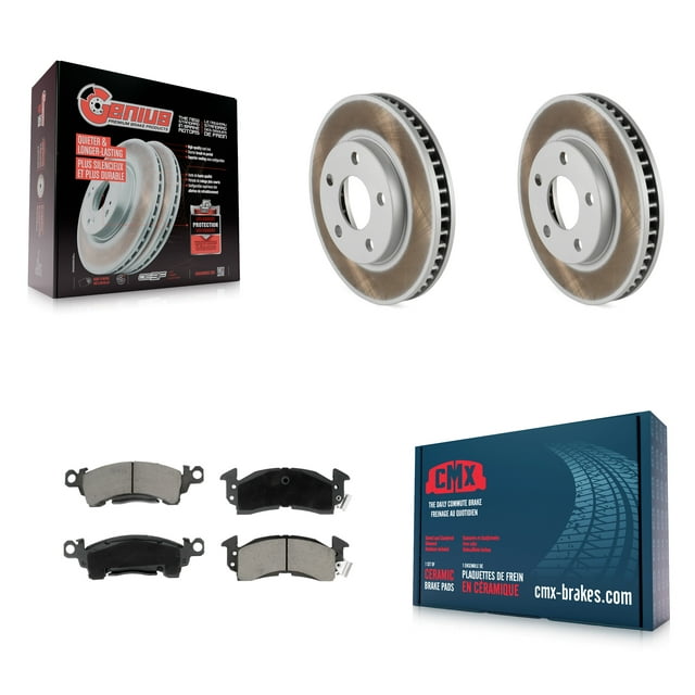 Transit Auto Front Coated Disc Brake Rotors and Ceramic Pads Kit for Car 1992-1993 Cadillac Commercial Chassis 5.7L KGC-102462