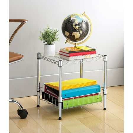 Whitmor Stacking Shelf with Basket Chrome