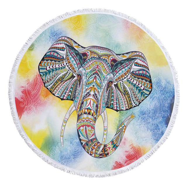 Toalla de playa redonda con patrón de Estera de yoga de microfibra Secado rápido portátil 05 Zulema Toalla de gran tamaño de Elephant Beach