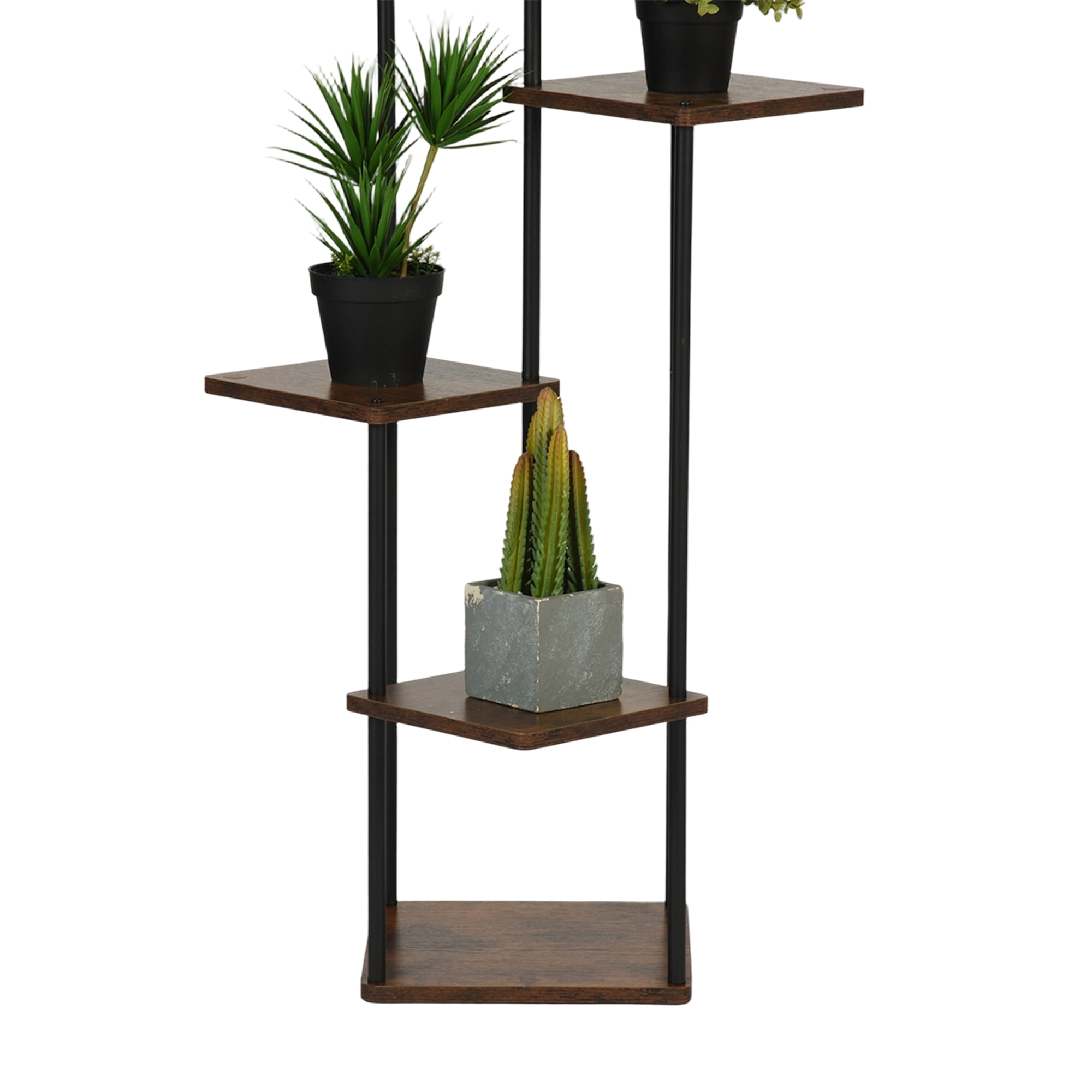 Tiered Corner Plant Stand, Tall Indoor Metal & MDF Flower Shelf, Multi-Layer Display Rack for Living Room Bedroom