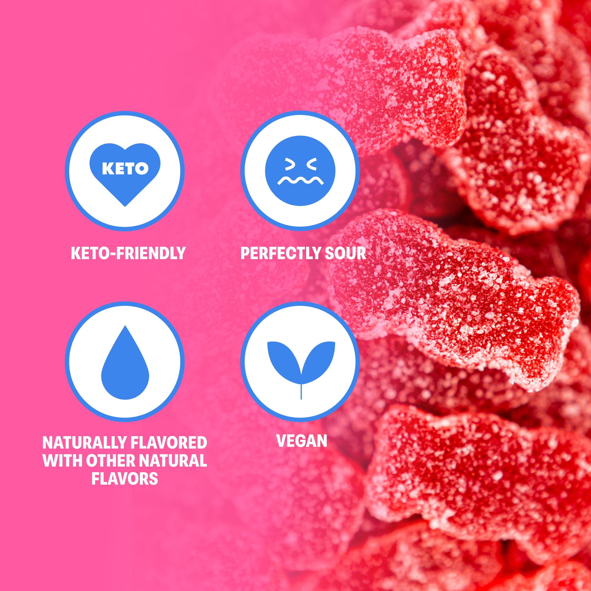 Shameless Snacks Red Raspberry Sour Scouts - Sour Candy & Fruit Snacks, Raspberry Gummy Candy, Keto Snacks in Bulk, 3g Sugar Gluten Free Vegan for Adults