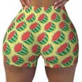 thumbnail image 2 of Haiem Summer Watermelon No Front Seam Biker Shorts for Women Yoga Workout Gym Bike Shorts with Tummy Control Moisture-Wicking-Medium, 2 of 9