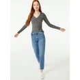 thumbnail image 2 of Free Assembly Women's Ribbed Henley Tee with Long Sleeves, 2 of 5