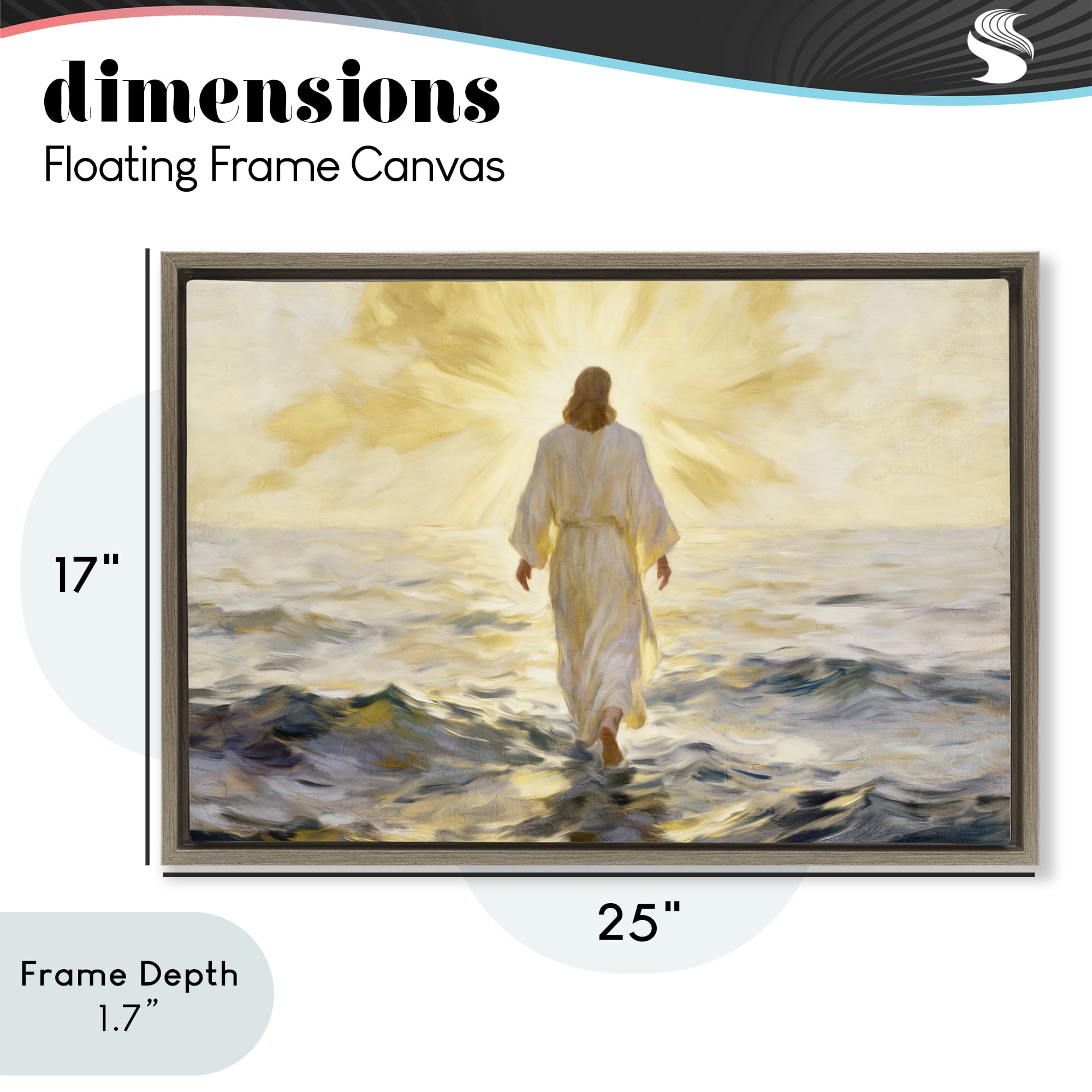 Stupell Industries Golden Walk Spiritual Figure Brown Framed Floater Canvas Wall Art, design by Kim Allen
