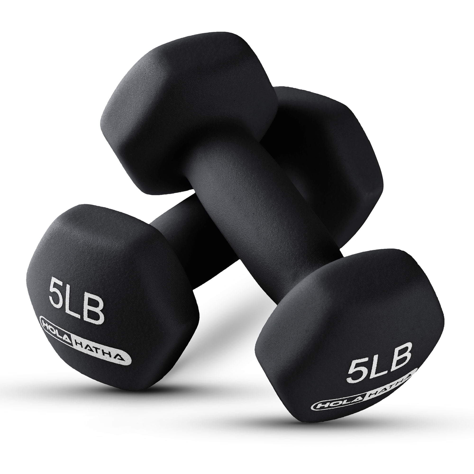 HolaHatha 3, 5, 8, 10, and 12 Pound Neoprene Dumbbell Weight Set, Black