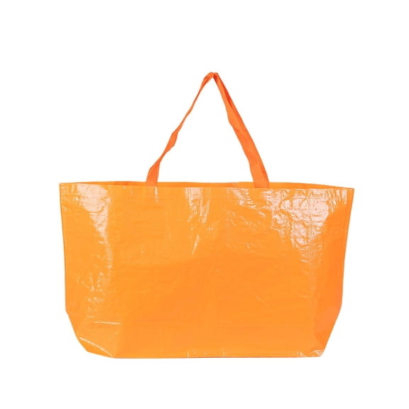 HOARBOEG Heavy Duty PP Woven Tote Bag, Extra Large Reusable Grocery Shopping Bag with Reinforced Handles, Foldable Waterproof Plastic Storage Tote for Travel Beach Laundry Moving, Orange