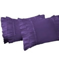 thumbnail image 2 of 2 Piece Vintage Ruffle Pattern Solid Purple European Pillow Shams, (European 16X16 Pillow Cover), 100% Egyptian Cotton, 800 Thread Count, European Size, 2 of 3