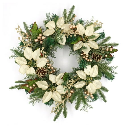 Gold Holiday Wreath - ALEKO Decorative Holiday Christmas Wreath - Green and Gold