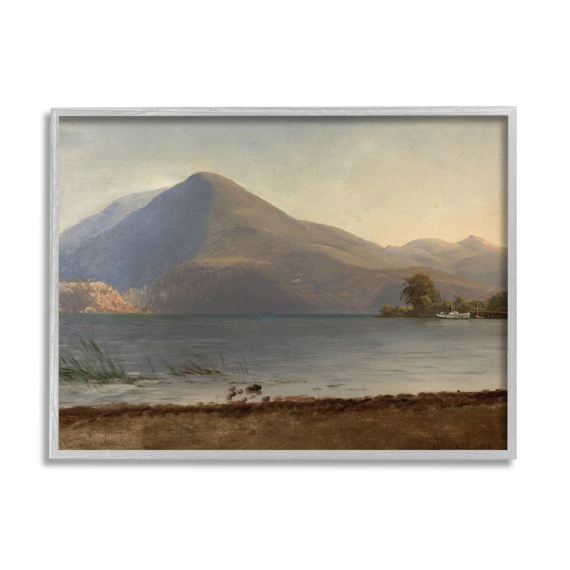 Stupell Industries On the Hudson Traditional Albert Bierstadt Painting Painting Gray Framed Art Print Wall Art, Design by one1000paintings