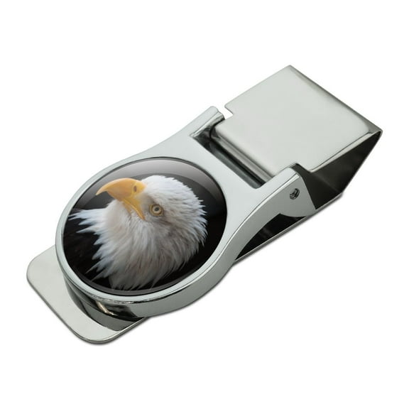 Stoic Bald Eagle Satin Chrome Plated Metal Money Clip