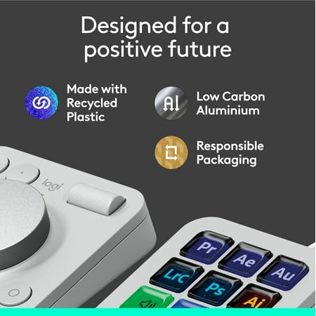 Logitech - MX Creative Console Programmable Keypad with 9 Customizable Keys & Control Dial for Graphic Design, Video Editing, more - Pale Gray