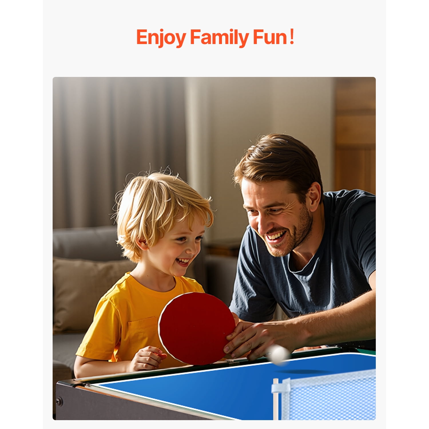 KFFKFF Quad-Function Game Table Kit, 48" Air Hockey Surface, Versatile Table Featuring Air Hockey, Pool, Foosball, Table Tennis, Pushers & Pucks, Recreational Arcade Table for Home Game Space