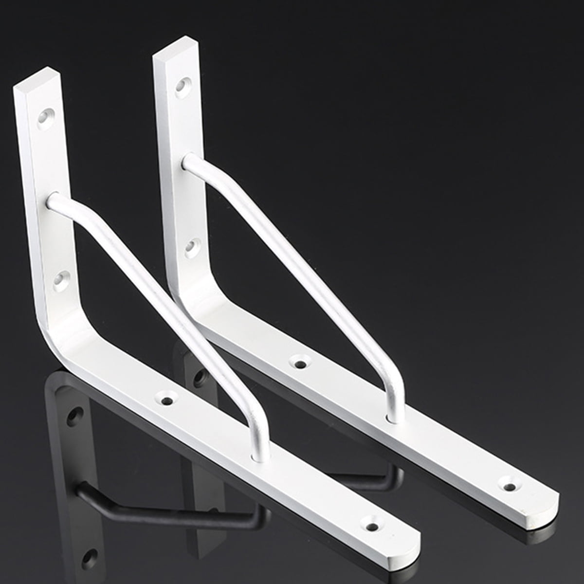 LABSERRON  4Pcs Triangle Shape Shelf Brackets Silver Aluminium Alloy for Study Desk and Workbench